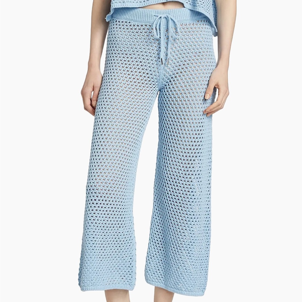 Light Blue Crocheted Wide-Leg Pants